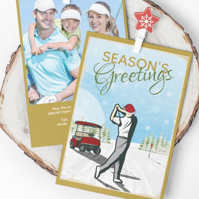 Elegant Vintage Inspired Golf Photo jul Julkort (Skapare uppladdad)