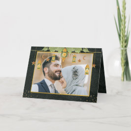 Elegant Vintage Islamic Eid Mubarak Photo Card Tack Kort