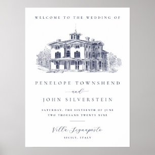 Elegant Vintage Italiensk Villa Välkomstbröllop Poster