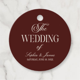 Elegant Vintage Ivory Dark Burgundy Wedding Gåvor Etiketter