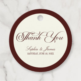 Elegant Vintage Ivory Dark Burgundy Wedding Gåvor Etiketter