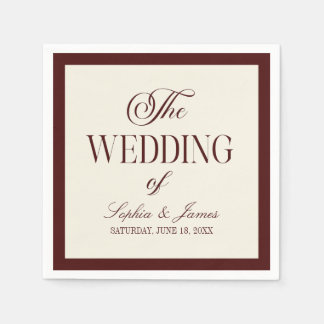 Elegant Vintage Ivory Dark Burgundy Wedding Pappersservett