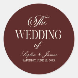 Elegant Vintage Ivory Dark Burgundy Wedding Runt Klistermärke