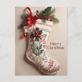Elegant Vintage Jul Festiv Strumpa Helg Vykort
