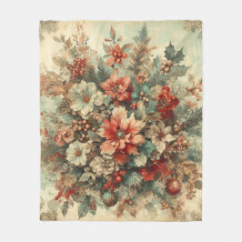 Elegant Vintage jul Flowers Fleecefilt