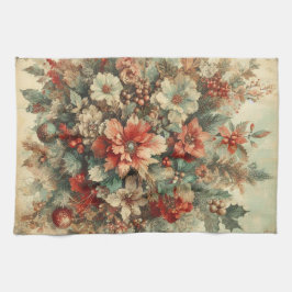 Elegant Vintage jul Flowers Kökshandduk