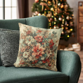 Elegant Vintage jul Flowers Kudde