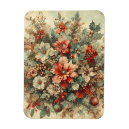 Elegant Vintage jul Flowers Magnet