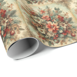 Elegant Vintage jul Flowers Presentpapper