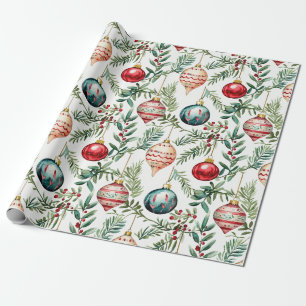 Elegant Vintage jul Ornaments Inslagning Papper Presentpapper
