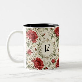 Elegant Vintage Jul Poinsettia & Holly Två-Tonad Mugg