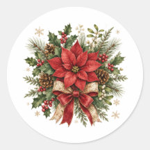 Elegant Vintage Jul Poinsettia Julros Tall
