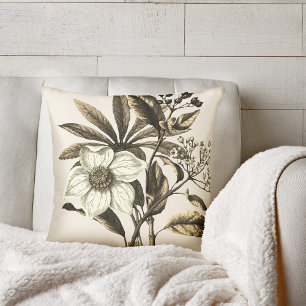 Elegant Vintage jul Ro Beige Blommigt Kudde