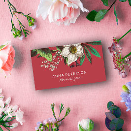 Elegant Vintage jul Ro Mörk Red Blommigt Visitkort