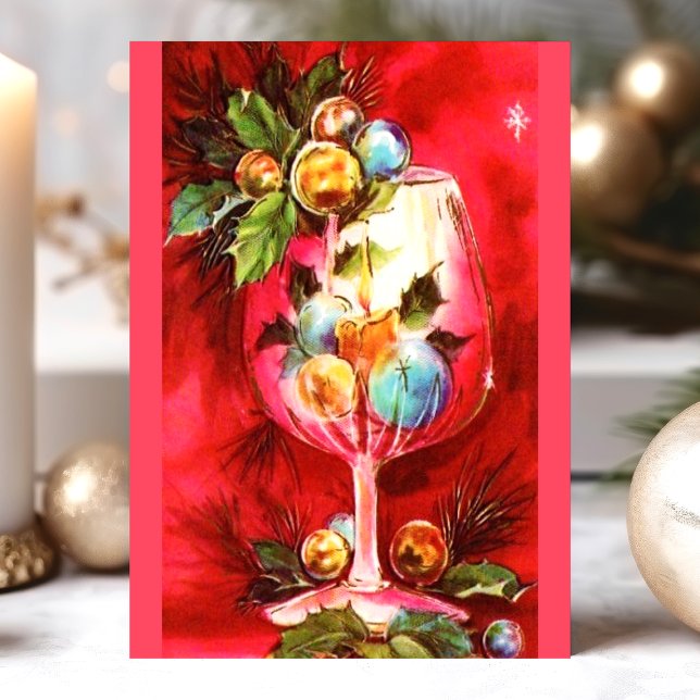Elegant vintage julglas med ljus helg vykort (Skapare uppladdad)