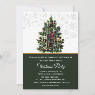 Elegant Vintage Julgran Holiday Party  Inbjudningar