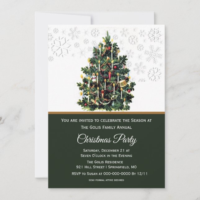 Elegant Vintage Julgran Holiday Party  Inbjudningar (Framsida)