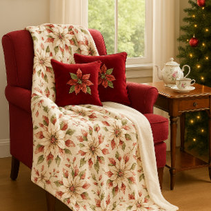 Elegant Vintage Julstjärna Vinter Fleecefilt