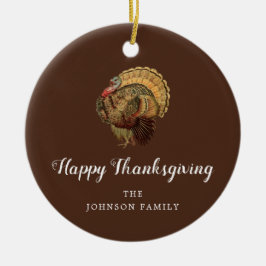 Elegant Vintage Kalkon Glad Thanksgiving Julgransprydnad Keramik
