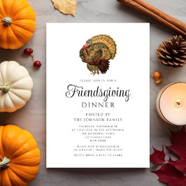 Elegant Vintage Kalkon Thanksgiving Middag Inbjudningar