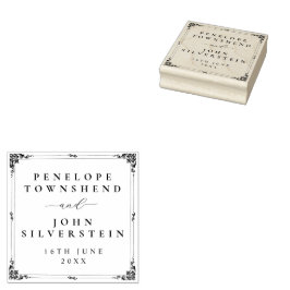 Elegant Vintage Kant Namn Datum Bröllop Stämpel