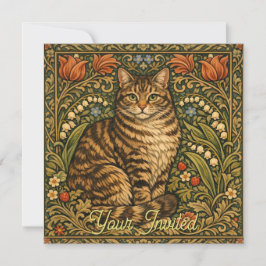 Elegant vintage katt blomster botanisk inbjudningar