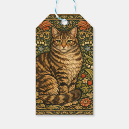Elegant vintage katt blomster botanisk presentetikett