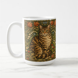 Elegant vintage kattblomma botanisk kaffemugg