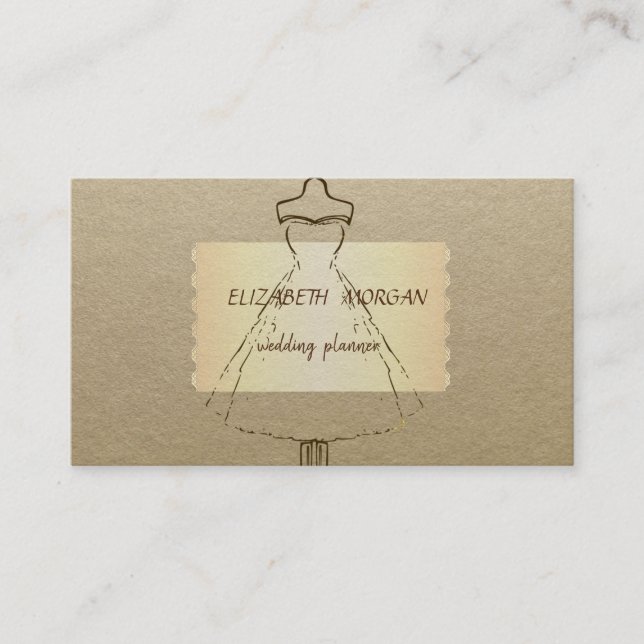 Elegant Vintage, Klänning, Kraft Visitkort (Framsida)