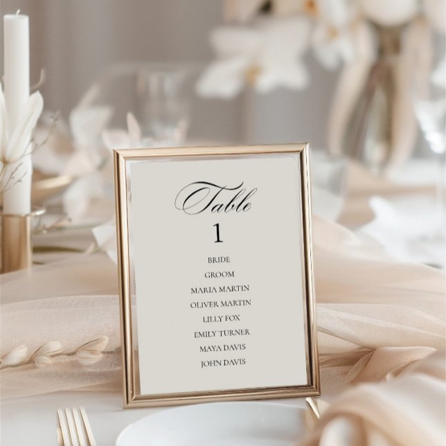 Elegant Vintage Klassiskt Grått-Bordsnummer- Inbjudningar (Elegant Vintage Classic Light Gray Table Number)