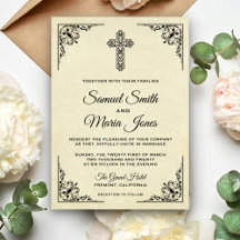 Elegant Vintage Kor Christian Wedding bjudande