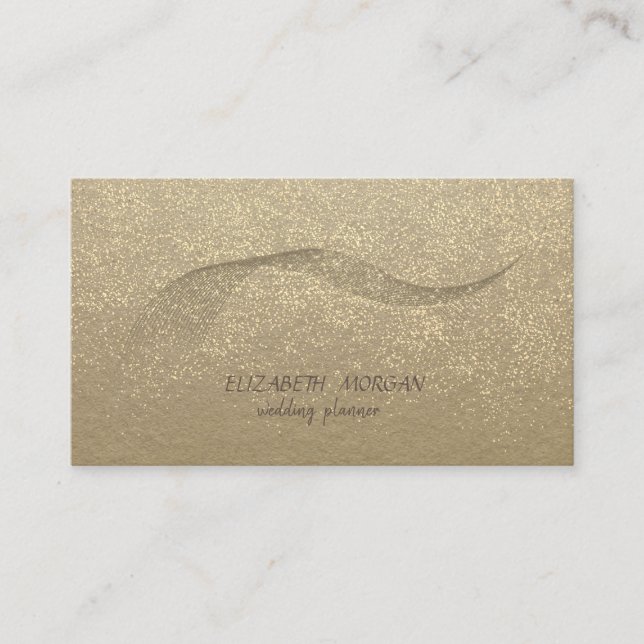 Elegant Vintage, Kraft, Guld Konfetti Visitkort (Framsida)