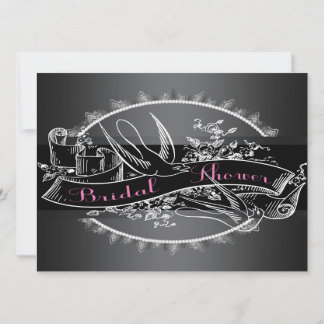 Elegant Vintage-krita Bröllopsdusch Inbjudningar