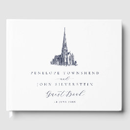 Elegant Vintage Kyrkillustration Bröllop Gästböcker