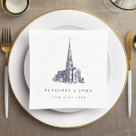 Elegant Vintage kyrkillustration Bröllop Pappersservett