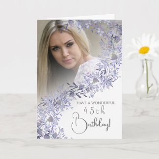 Elegant Vintage Lavendel Födelsedags Fotokort Kort