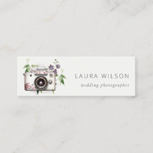 Elegant Vintage Leafy Blommigt Camera Photography Mini Visitkort