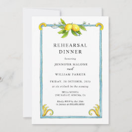 Elegant Vintage Lemon Rehearsal Middagsinbjudan Meddelande