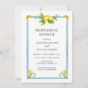 Elegant Vintage Lemon Rehearsal Middagsinbjudan Meddelande