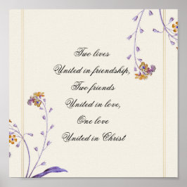 Elegant Vintage Lila Beige Blommigt inspiration Poster