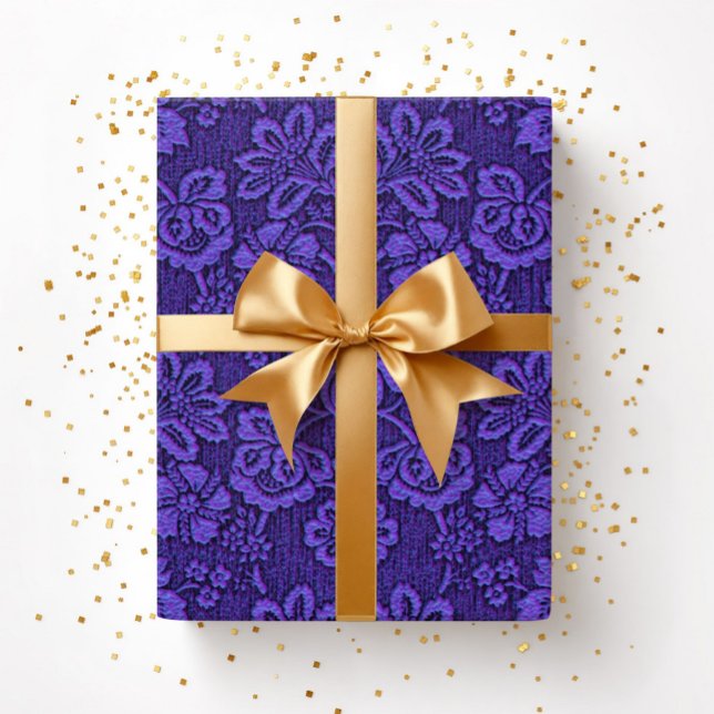 Elegant Vintage Lila Blommig Presentpapper (Elegant Vintage Purple Floral Wrapping Paper)