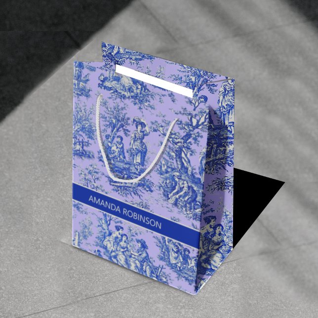 Elegant vintage lila blue toile de jouy (Skapare uppladdad)