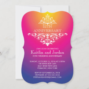Elegant Vintage Lila Flourish Jubileumsfest Inbjudningar