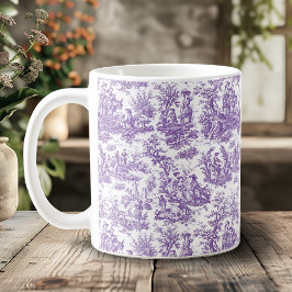Elegant vintage lila toile de jouy kaffemugg