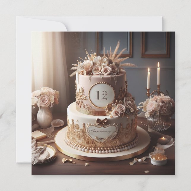 ELEGANT VINTAGE LOOK ÅRSAREN CAKE HÄLSNING (Framsida)