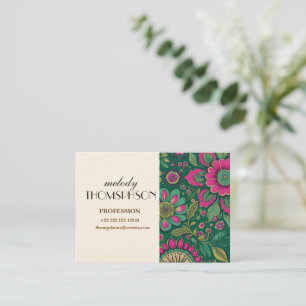 Elegant Vintage Mandala Blommar Visitkort
