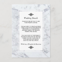 Elegant Vintage Marble Bröllop Detail Tilläggskort