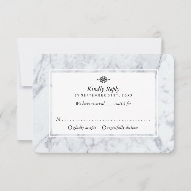 Elegant Vintage Marble Bröllop OSA Kort (Framsida)