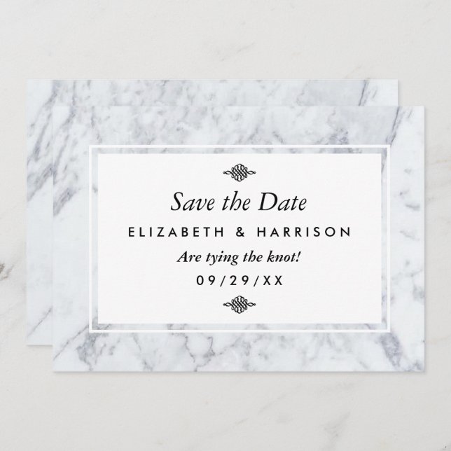 Elegant Vintage Marble Bröllop spara datum Spara Datumet (Fram/baksida)