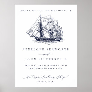 Elegant Vintage Marin Bröllopsdestination Poster